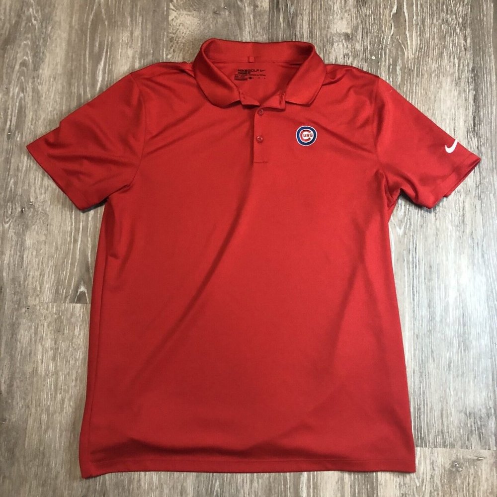 Nike Red Polo Shirt with Chicago Cubs Patch